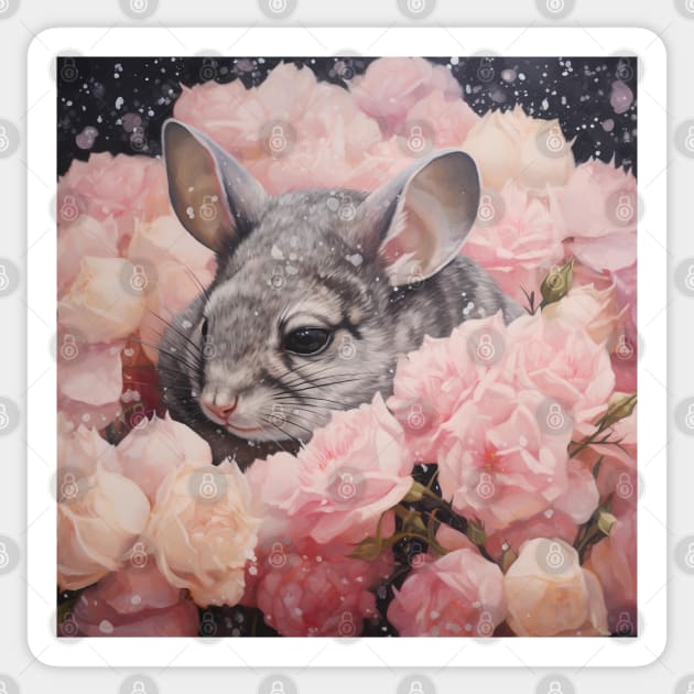 Chinchila Rose Sticker by Enchanted Reverie